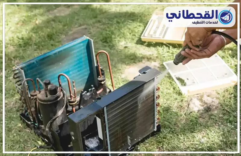 غسيل مكيفات بصفوى 0548145142 القحطاني غسيل مكيفات بصفوى وتنظيف أجزاء الوحدة الخارجية المفككة بالكامل لضمان أعلى كفاءة تبريد.